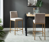 !nspire Diego 26" Counter Stool Grey/Aged Gold Velvet/Metal