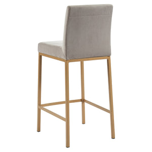 Worldwide Home Furnishings Diego-26" Contemporary Velvet Counter Stool In Grey With Stylish Matte Aged Gold Frame For Chic Spaces Grey,Aged Gold Velvet,Metal 203-101gy/Gld