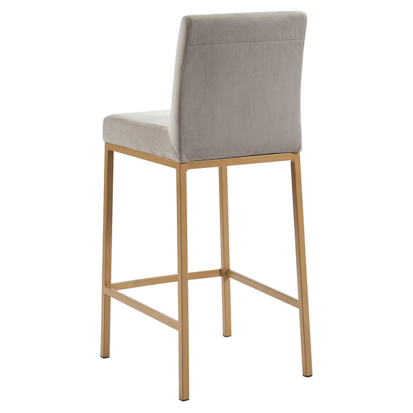 Worldwide Home Furnishings Diego-26" Contemporary Velvet Counter Stool In Grey With Stylish Matte Aged Gold Frame For Chic Spaces Grey,Aged Gold Velvet,Metal 203-101gy/Gld