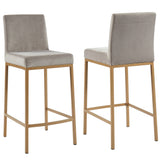 !nspire Diego 26" Counter Stool Grey/Aged Gold Velvet/Metal