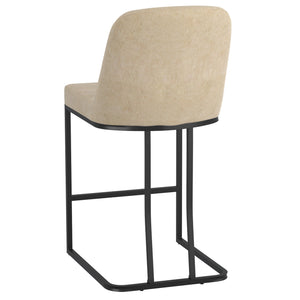 Worldwide Home Furnishings Dario-26'' Counter Stool - Stylish Plush Chenille Seat With Sturdy Black Metal Frame For Comfort Beige Fabric 203-271bg
