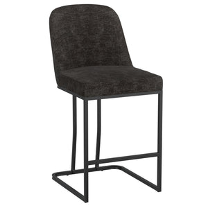 Worldwide Home Furnishings Dario-26'' Counter Stool - Stylish Plush Chenille Seat With Sturdy Black Metal Frame For Comfort Charcoal Fabric 203-271ch