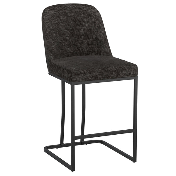 Worldwide Home Furnishings Dario-26'' Counter Stool - Stylish Plush Chenille Seat With Sturdy Black Metal Frame For Comfort Charcoal Fabric 203-271ch