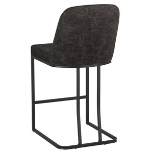 Worldwide Home Furnishings Dario-26'' Counter Stool - Stylish Plush Chenille Seat With Sturdy Black Metal Frame For Comfort Charcoal Fabric 203-271ch