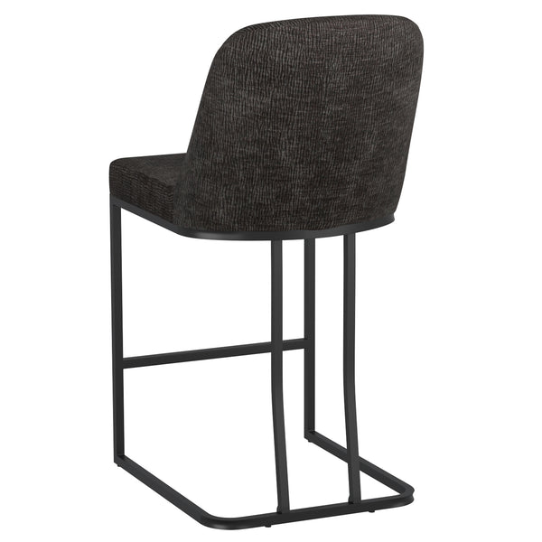 Worldwide Home Furnishings Dario-26'' Counter Stool - Stylish Plush Chenille Seat With Sturdy Black Metal Frame For Comfort Charcoal Fabric 203-271ch