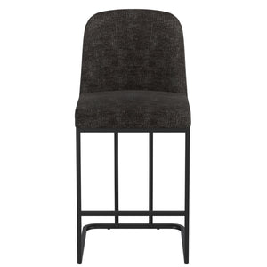 Worldwide Home Furnishings Dario-26'' Counter Stool - Stylish Plush Chenille Seat With Sturdy Black Metal Frame For Comfort Charcoal Fabric 203-271ch