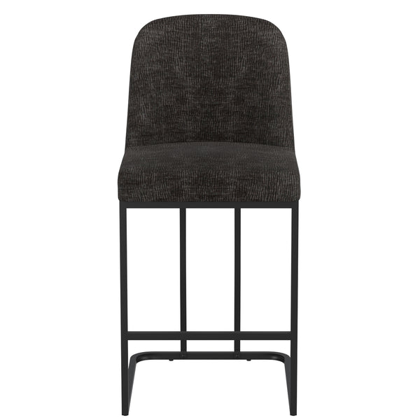 Worldwide Home Furnishings Dario-26'' Counter Stool - Stylish Plush Chenille Seat With Sturdy Black Metal Frame For Comfort Charcoal Fabric 203-271ch