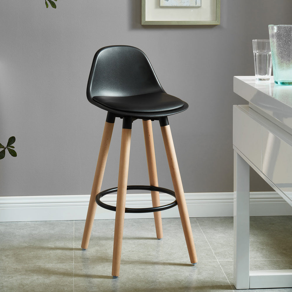 Worldwide Home Furnishings Diablo-26" Stylish Counter Stool With Contoured Seat And Solid Wood Legs For Ultimate Comfort Black,Natural Abs,Solid Wood 203-352bk