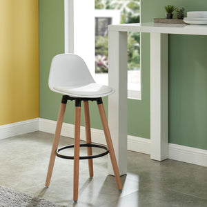 Worldwide Home Furnishings Diablo-26" Stylish Counter Stool With Contoured Seat And Solid Wood Legs For Ultimate Comfort White,Natural Abs,Solid Wood 203-352wt