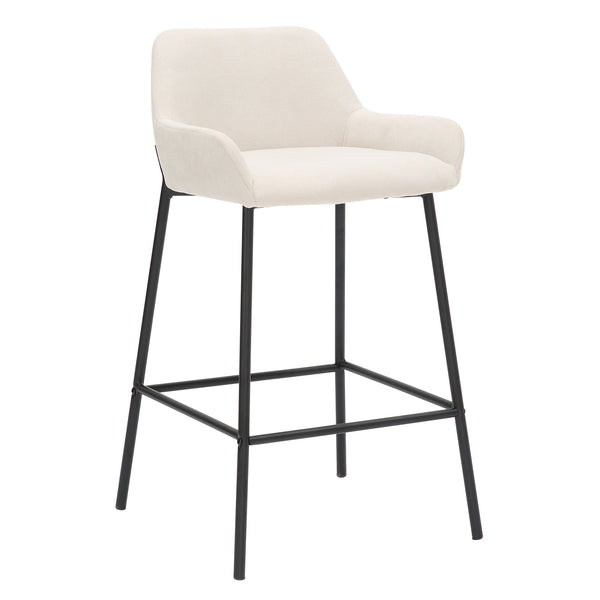 Worldwide Home Furnishings Baily-26'' Stylish Beige Fabric Counter Stool With Plush Cushion And Sturdy Matte Black Frame Beige,Black Fabric,Metal 203-541beg