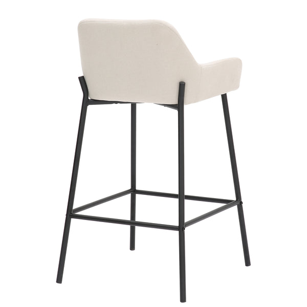 Worldwide Home Furnishings Baily-26'' Stylish Beige Fabric Counter Stool With Plush Cushion And Sturdy Matte Black Frame Beige,Black Fabric,Metal 203-541beg