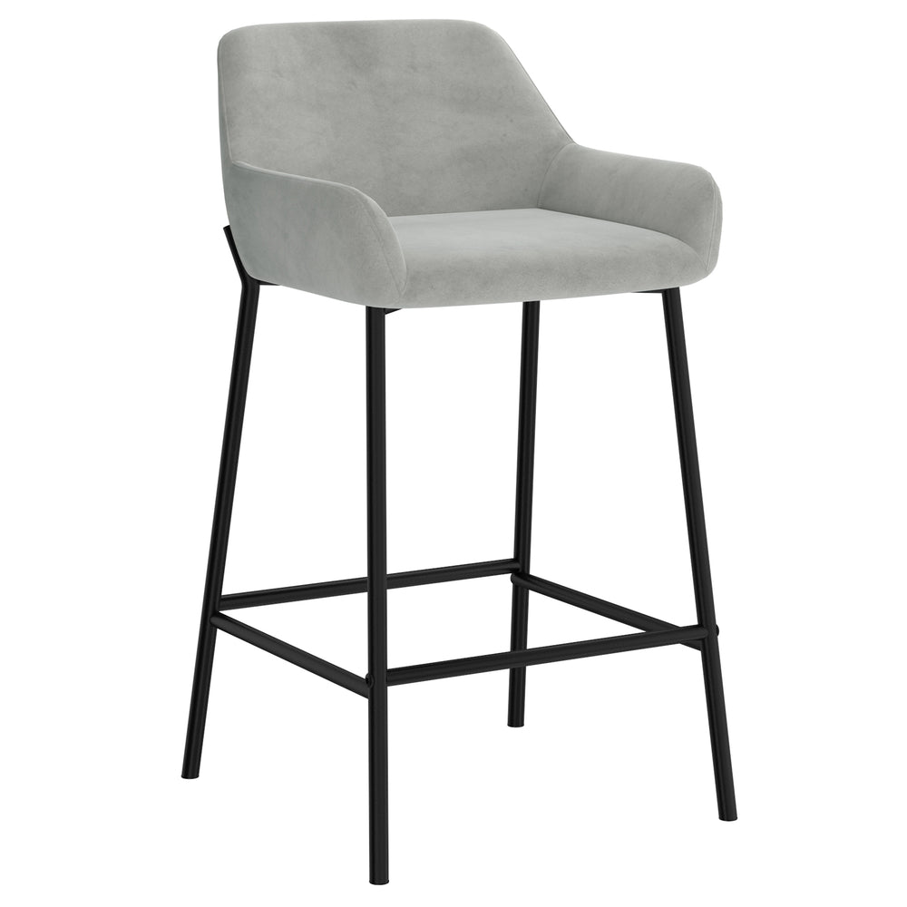 Worldwide Home Furnishings Baily-26'' Contemporary Grey Velvet Counter Stool With Plush Cushioned Seat And Stylish Metal Frame Grey,Black Velvet,Metal 203-541gry