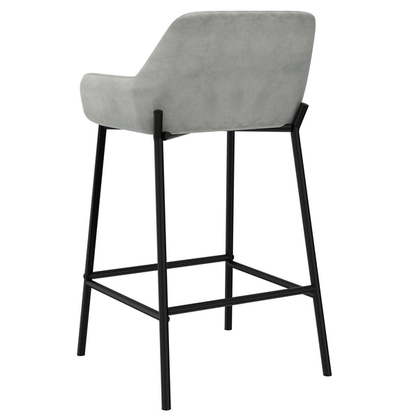 Worldwide Home Furnishings Baily-26'' Contemporary Grey Velvet Counter Stool With Plush Cushioned Seat And Stylish Metal Frame Grey,Black Velvet,Metal 203-541gry
