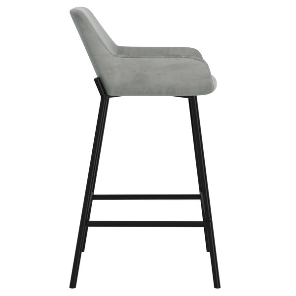 Worldwide Home Furnishings Baily-26'' Contemporary Grey Velvet Counter Stool With Plush Cushioned Seat And Stylish Metal Frame Grey,Black Velvet,Metal 203-541gry