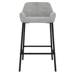 Worldwide Home Furnishings Baily-26'' Contemporary Grey Velvet Counter Stool With Plush Cushioned Seat And Stylish Metal Frame Grey,Black Velvet,Metal 203-541gry