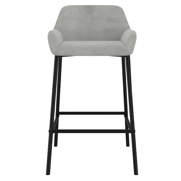 Worldwide Home Furnishings Baily-26'' Contemporary Grey Velvet Counter Stool With Plush Cushioned Seat And Stylish Metal Frame Grey,Black Velvet,Metal 203-541gry
