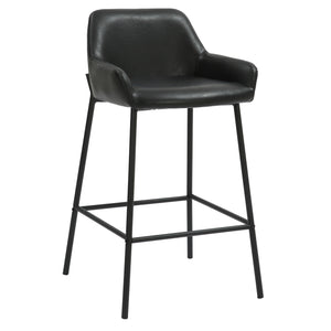 Worldwide Home Furnishings Baily-26'' Counter Stool – Stylish Faux Leather Seating For Kitchen Island Or Bar With Comfort Design Black,Black Faux Leather,Metal 203-541pubk