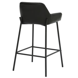 Worldwide Home Furnishings Baily-26'' Counter Stool – Stylish Faux Leather Seating For Kitchen Island Or Bar With Comfort Design Black,Black Faux Leather,Metal 203-541pubk