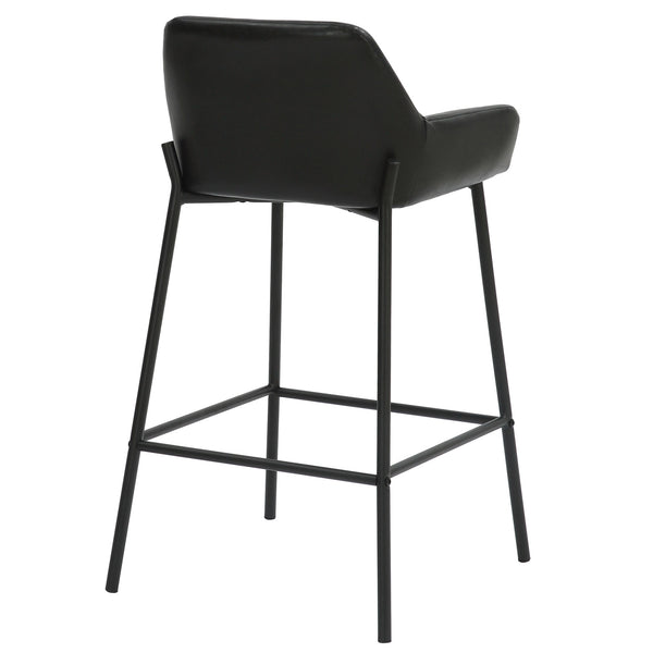 Worldwide Home Furnishings Baily-26'' Counter Stool – Stylish Faux Leather Seating For Kitchen Island Or Bar With Comfort Design Black,Black Faux Leather,Metal 203-541pubk