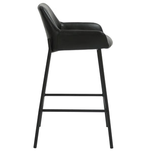 Worldwide Home Furnishings Baily-26'' Counter Stool – Stylish Faux Leather Seating For Kitchen Island Or Bar With Comfort Design Black,Black Faux Leather,Metal 203-541pubk