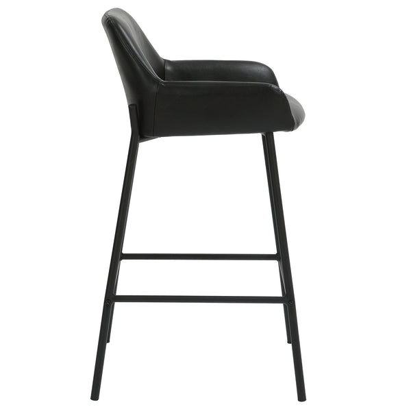 Worldwide Home Furnishings Baily-26'' Counter Stool – Stylish Faux Leather Seating For Kitchen Island Or Bar With Comfort Design Black,Black Faux Leather,Metal 203-541pubk