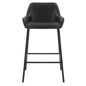 Worldwide Home Furnishings Baily-26'' Counter Stool – Stylish Faux Leather Seating For Kitchen Island Or Bar With Comfort Design Black,Black Faux Leather,Metal 203-541pubk