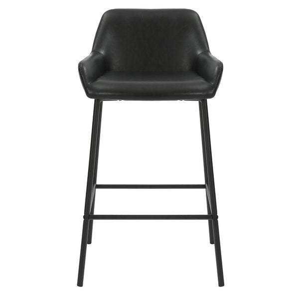 Worldwide Home Furnishings Baily-26'' Counter Stool – Stylish Faux Leather Seating For Kitchen Island Or Bar With Comfort Design Black,Black Faux Leather,Metal 203-541pubk