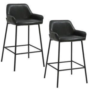Worldwide Home Furnishings Baily-26'' Counter Stool – Stylish Faux Leather Seating For Kitchen Island Or Bar With Comfort Design Black,Black Faux Leather,Metal 203-541pubk