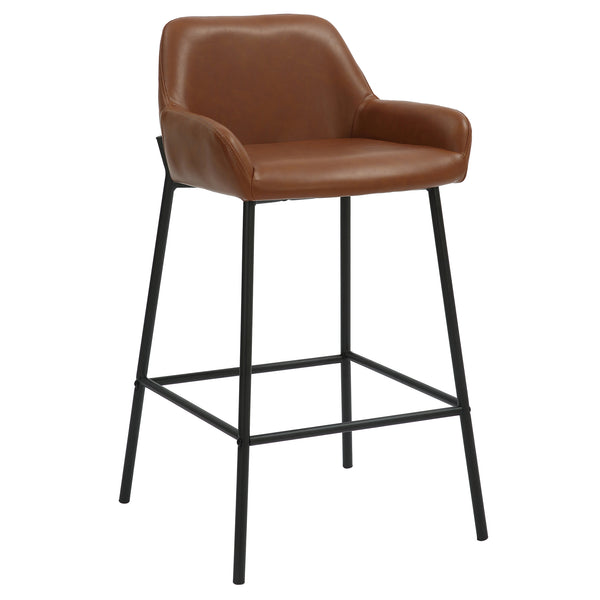 Worldwide Home Furnishings Baily-26'' Counter Stool – Stylish Faux Leather Seating For Kitchen Island Or Bar With Comfort Design Saddle,Black Faux Leather,Metal 203-541pusd