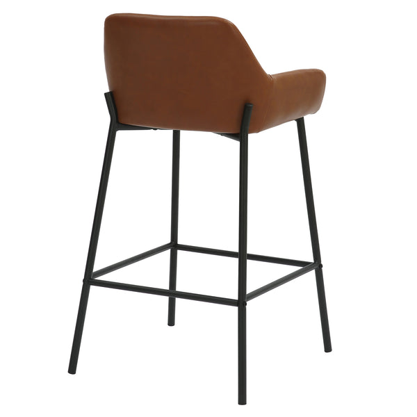 Worldwide Home Furnishings Baily-26'' Counter Stool – Stylish Faux Leather Seating For Kitchen Island Or Bar With Comfort Design Saddle,Black Faux Leather,Metal 203-541pusd