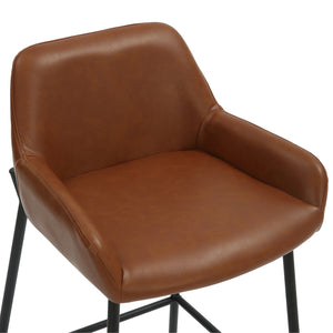 Worldwide Home Furnishings Baily-26'' Counter Stool – Stylish Faux Leather Seating For Kitchen Island Or Bar With Comfort Design Saddle,Black Faux Leather,Metal 203-541pusd