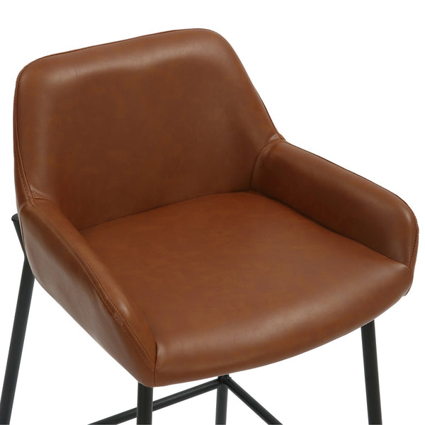 Worldwide Home Furnishings Baily-26'' Counter Stool – Stylish Faux Leather Seating For Kitchen Island Or Bar With Comfort Design Saddle,Black Faux Leather,Metal 203-541pusd