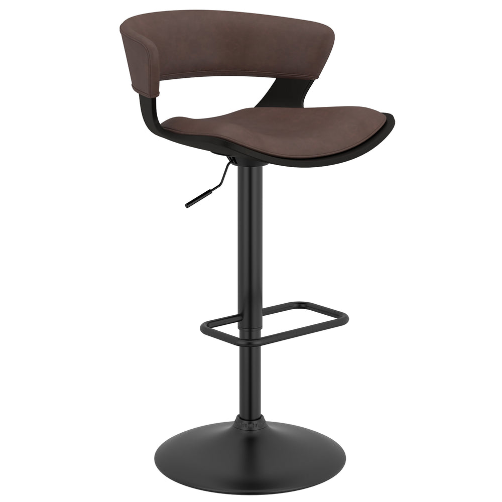 Worldwide Home Furnishings Rover-air Modern Mid-century Counter Stool With Comfortable Faux Leather Cushion And 360° Swivel Brown,Black Wood,Faux Leather 203-554bn