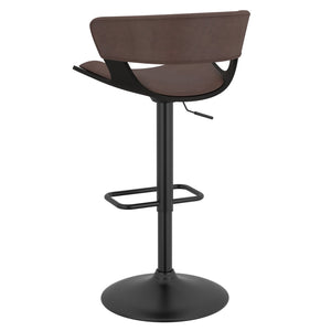 Worldwide Home Furnishings Rover-air Modern Mid-century Counter Stool With Comfortable Faux Leather Cushion And 360° Swivel Brown,Black Wood,Faux Leather 203-554bn