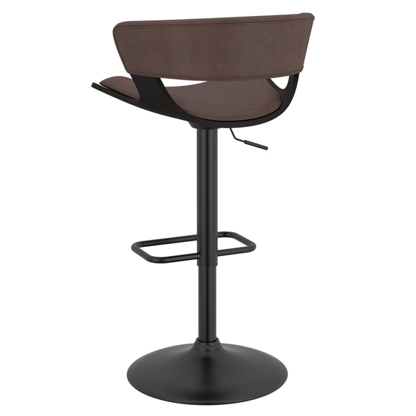 Worldwide Home Furnishings Rover-air Modern Mid-century Counter Stool With Comfortable Faux Leather Cushion And 360° Swivel Brown,Black Wood,Faux Leather 203-554bn