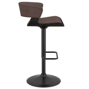 Worldwide Home Furnishings Rover-air Modern Mid-century Counter Stool With Comfortable Faux Leather Cushion And 360° Swivel Brown,Black Wood,Faux Leather 203-554bn