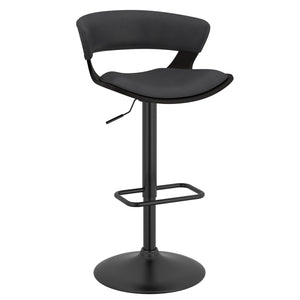 Worldwide Home Furnishings Rover-air Modern Mid-century Counter Stool With Comfortable Faux Leather Cushion And 360° Swivel Charcoal,Black Wood,Faux Leather 203-554ch