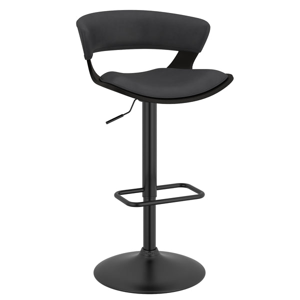 Worldwide Home Furnishings Rover-air Modern Mid-century Counter Stool With Comfortable Faux Leather Cushion And 360° Swivel Charcoal,Black Wood,Faux Leather 203-554ch