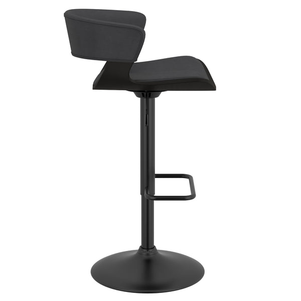 Worldwide Home Furnishings Rover-air Modern Mid-century Counter Stool With Comfortable Faux Leather Cushion And 360° Swivel Charcoal,Black Wood,Faux Leather 203-554ch