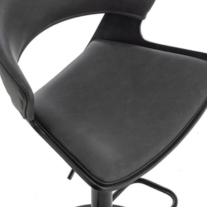 Worldwide Home Furnishings Rover-air Modern Mid-century Counter Stool With Comfortable Faux Leather Cushion And 360° Swivel Charcoal,Black Wood,Faux Leather 203-554ch