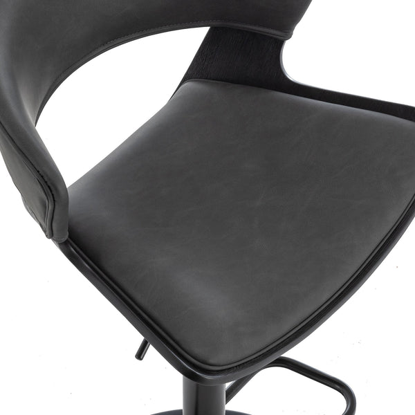 Worldwide Home Furnishings Rover-air Modern Mid-century Counter Stool With Comfortable Faux Leather Cushion And 360° Swivel Charcoal,Black Wood,Faux Leather 203-554ch