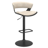 !nspire Rover Air Lift Stool Ivory/Black Faux Leather/Metal