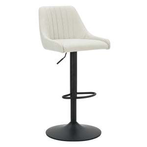 Worldwide Home Furnishings Kron-air Stylish Adjustable Stool With Winged Back And Tufted Upholstery For Bar Or Counter Use Beige,Black Fabric,Metal 203-574bg