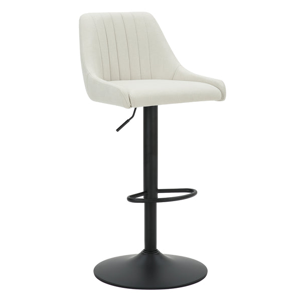 Worldwide Home Furnishings Kron-air Stylish Adjustable Stool With Winged Back And Tufted Upholstery For Bar Or Counter Use Beige,Black Fabric,Metal 203-574bg