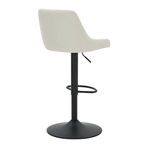 Worldwide Home Furnishings Kron-air Stylish Adjustable Stool With Winged Back And Tufted Upholstery For Bar Or Counter Use Beige,Black Fabric,Metal 203-574bg