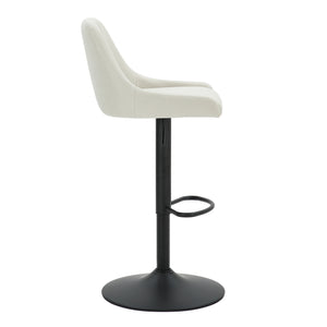 Worldwide Home Furnishings Kron-air Stylish Adjustable Stool With Winged Back And Tufted Upholstery For Bar Or Counter Use Beige,Black Fabric,Metal 203-574bg