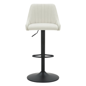 Worldwide Home Furnishings Kron-air Stylish Adjustable Stool With Winged Back And Tufted Upholstery For Bar Or Counter Use Beige,Black Fabric,Metal 203-574bg