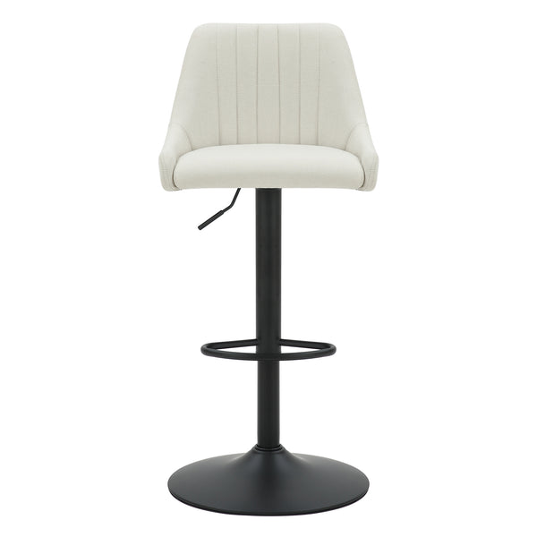 Worldwide Home Furnishings Kron-air Stylish Adjustable Stool With Winged Back And Tufted Upholstery For Bar Or Counter Use Beige,Black Fabric,Metal 203-574bg