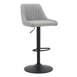 Worldwide Home Furnishings Kron-air Stylish Adjustable Stool With Winged Back And Tufted Upholstery For Bar Or Counter Use Grey,Black Fabric,Metal 203-574gy