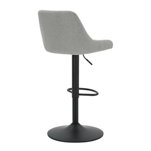 Worldwide Home Furnishings Kron-air Stylish Adjustable Stool With Winged Back And Tufted Upholstery For Bar Or Counter Use Grey,Black Fabric,Metal 203-574gy